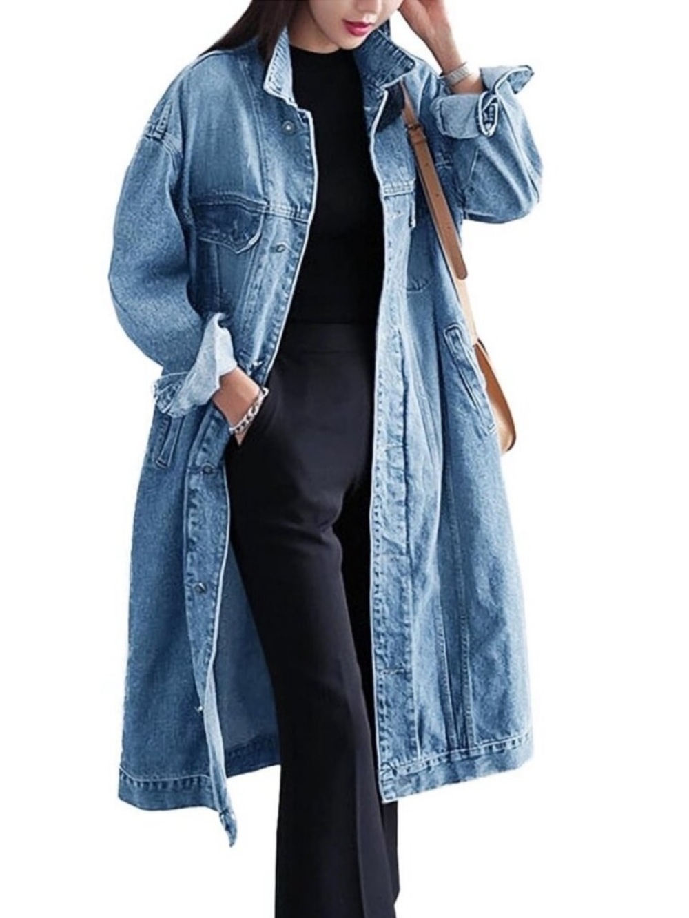 NWOT Light Blue Denim | Trench Coat | Size M
